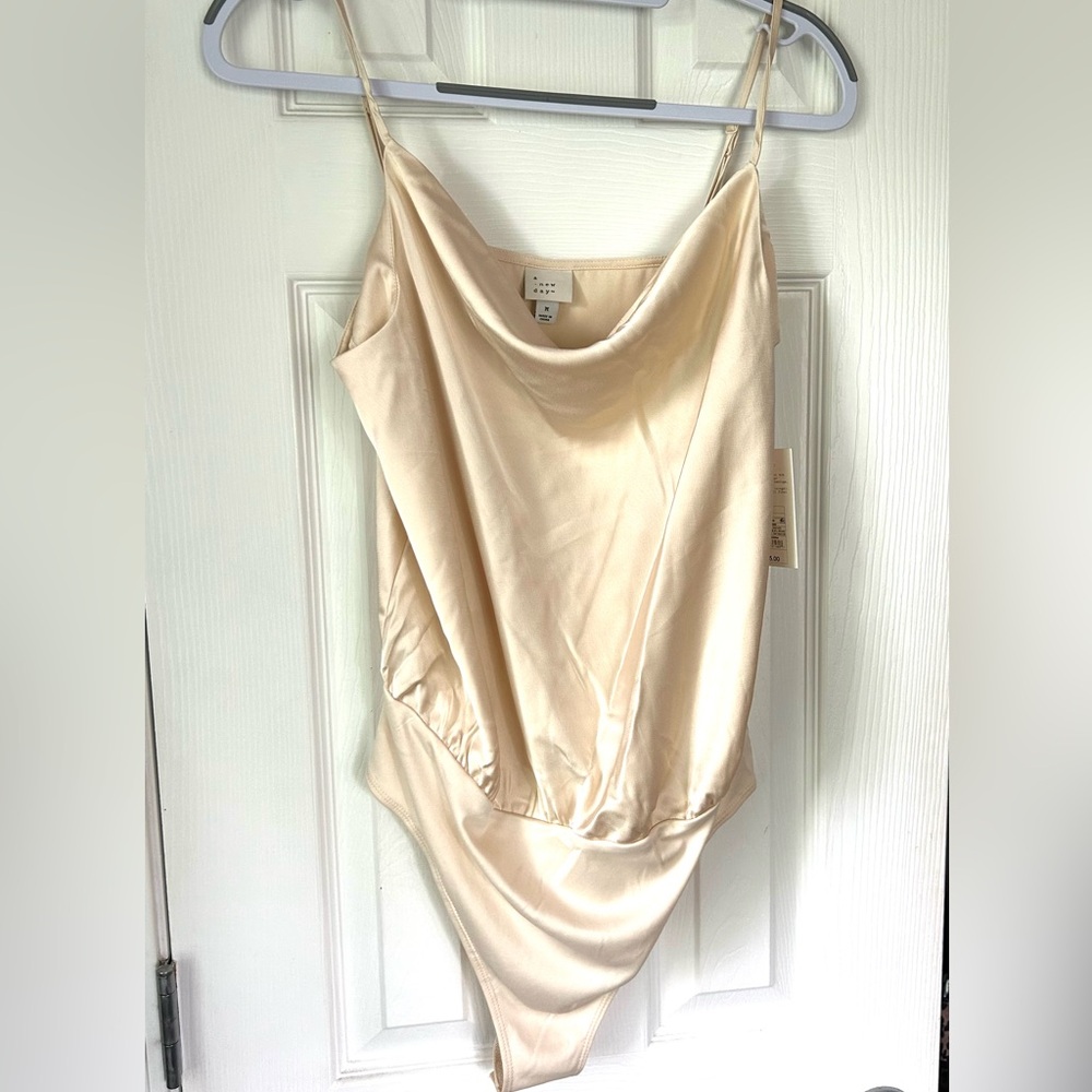 A New Day Satin Cowl Neck Bodysuit – Medium – NWT